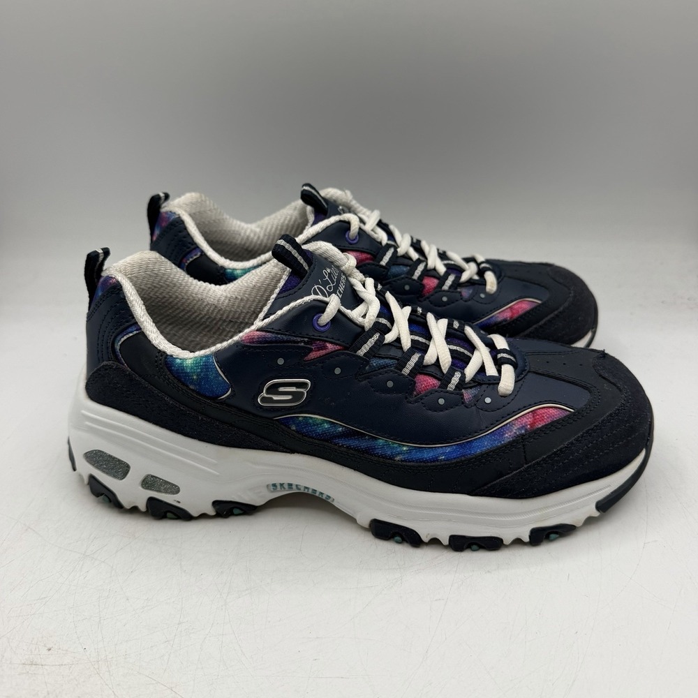 Skechers D'Lites Rainbow Galaxy Shoes Womens Sz 9 W WIDE FIT Sneakers 149782W